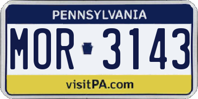 PA license plate MOR3143