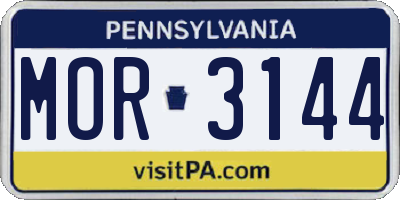 PA license plate MOR3144
