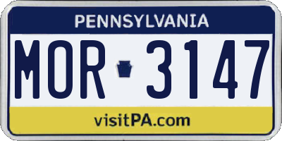 PA license plate MOR3147
