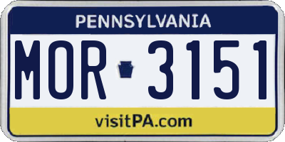 PA license plate MOR3151