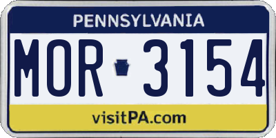 PA license plate MOR3154