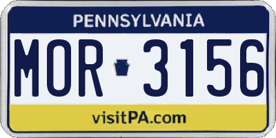 PA license plate MOR3156