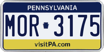 PA license plate MOR3175