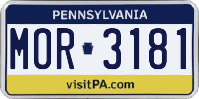 PA license plate MOR3181