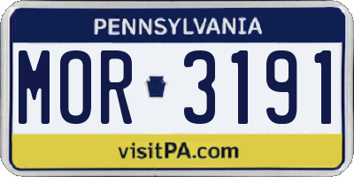 PA license plate MOR3191