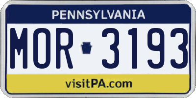 PA license plate MOR3193