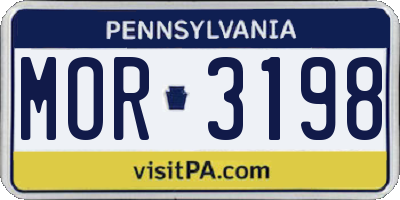 PA license plate MOR3198