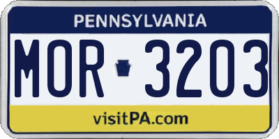 PA license plate MOR3203