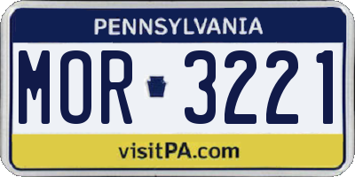 PA license plate MOR3221
