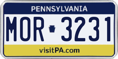 PA license plate MOR3231