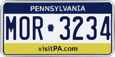 PA license plate MOR3234