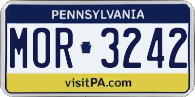 PA license plate MOR3242