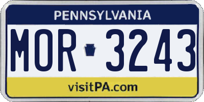 PA license plate MOR3243