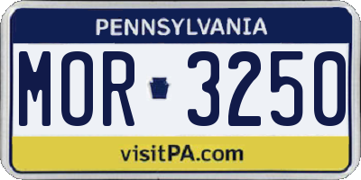 PA license plate MOR3250