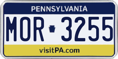 PA license plate MOR3255
