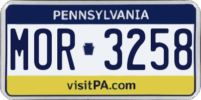 PA license plate MOR3258