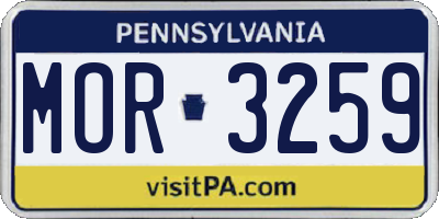 PA license plate MOR3259