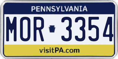 PA license plate MOR3354