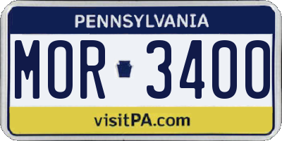 PA license plate MOR3400