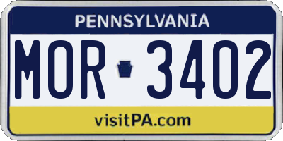 PA license plate MOR3402