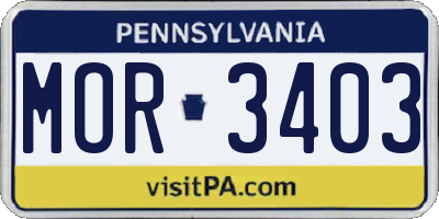 PA license plate MOR3403