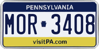 PA license plate MOR3408