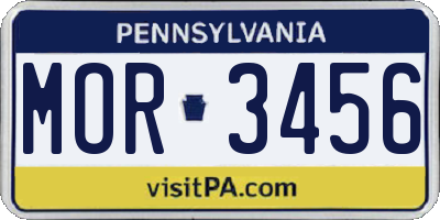 PA license plate MOR3456