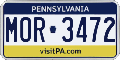 PA license plate MOR3472