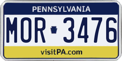 PA license plate MOR3476