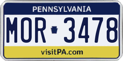 PA license plate MOR3478