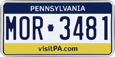 PA license plate MOR3481