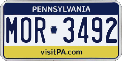PA license plate MOR3492