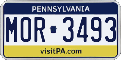 PA license plate MOR3493
