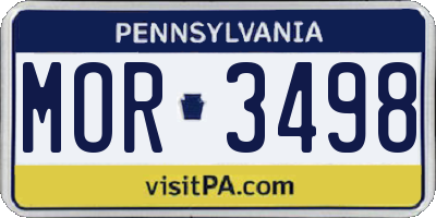 PA license plate MOR3498