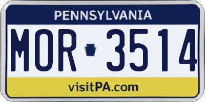 PA license plate MOR3514