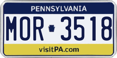 PA license plate MOR3518