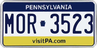 PA license plate MOR3523