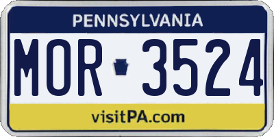 PA license plate MOR3524