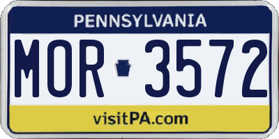 PA license plate MOR3572