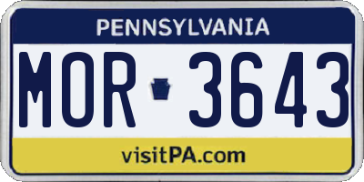 PA license plate MOR3643