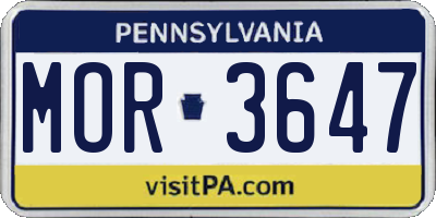 PA license plate MOR3647