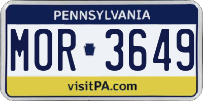 PA license plate MOR3649