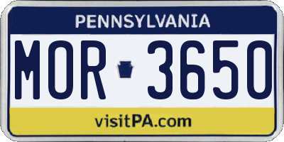 PA license plate MOR3650