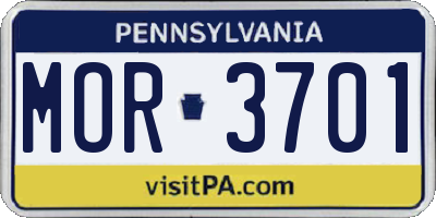 PA license plate MOR3701