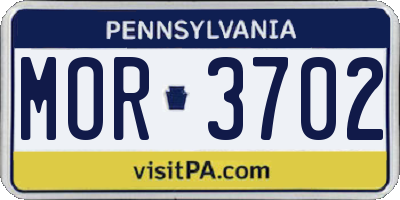 PA license plate MOR3702