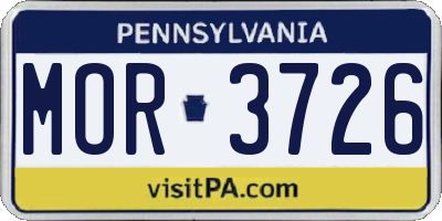 PA license plate MOR3726
