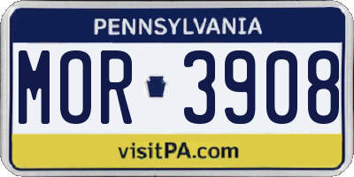 PA license plate MOR3908