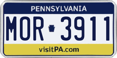PA license plate MOR3911