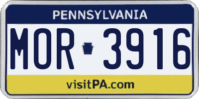 PA license plate MOR3916