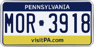 PA license plate MOR3918